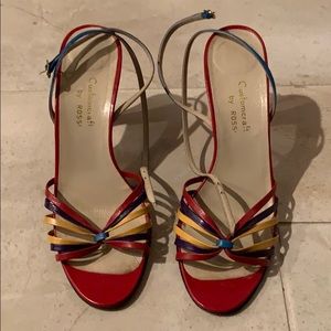Red heeled sandals